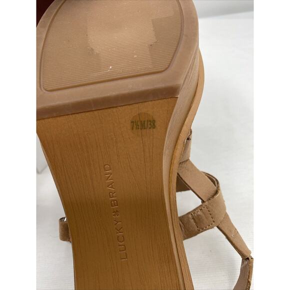 Lucky Brand Marselina Brown Leather Platform Sandal Size 7.5 - Picture 9 of 10